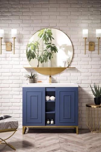 Alicante 39.522 Single Vanity Cabinet Azure Blue w White Glossy Resin Countertop
